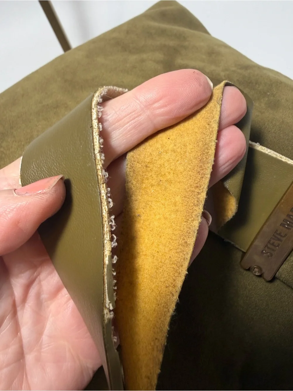 Steve Madden Olive Green Suede Hobo Shoulder Bag